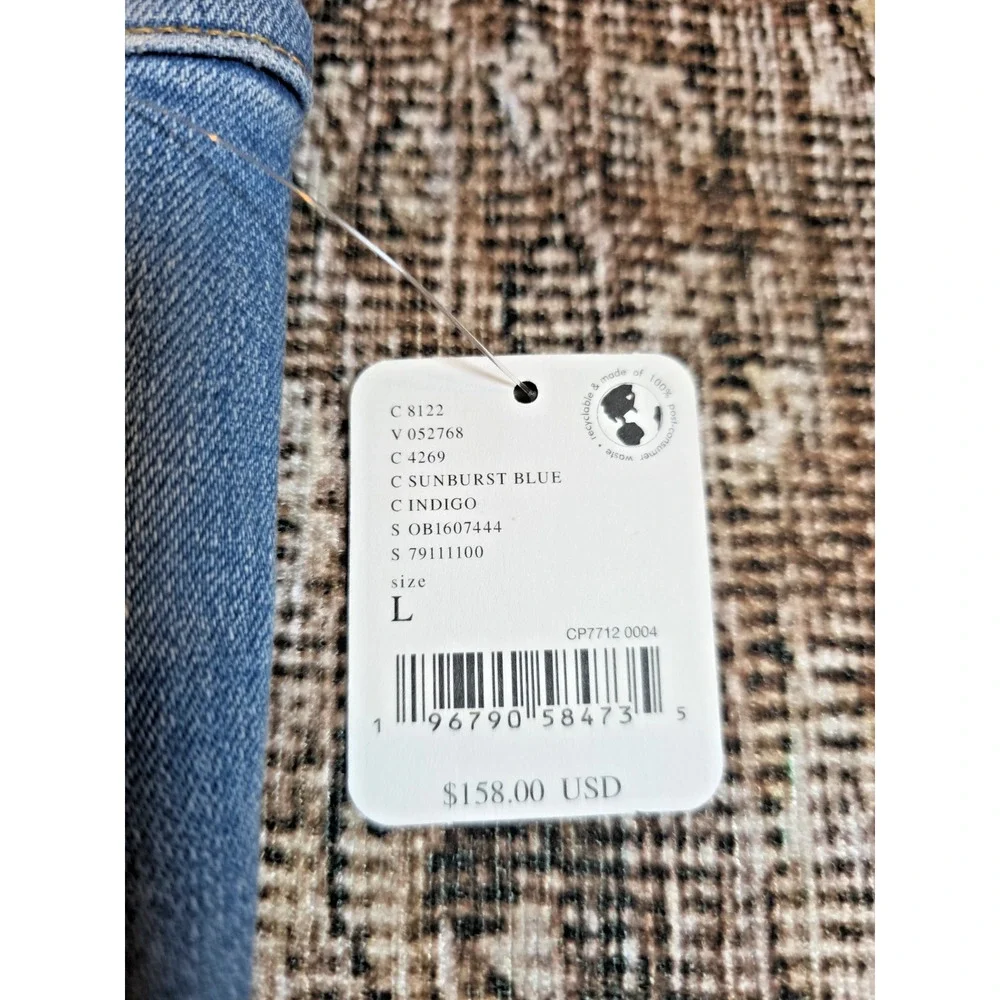 Free People We The Free Jayde Denim Jumpsuit Sunburst Blue Bell Flare L NWT